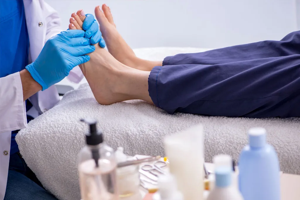 A patient being treated for their severe heel pain